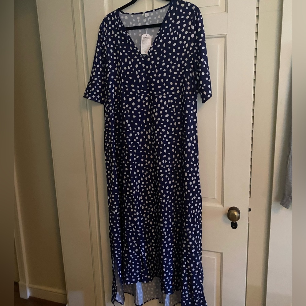 Blue and White Polka Dot Maxi